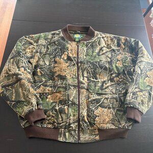 Mens Cabelas 3D Seclusions Insulated Canvas Bomber Camo Hunting Jacket Size XL